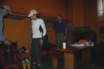 Seth, Lea, Bert, packing gear for climb.