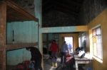 Settling into the hut at high camp on Orizaba.